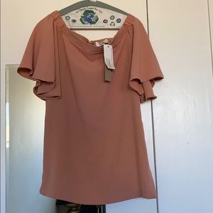 Blush off the shoulder blouse